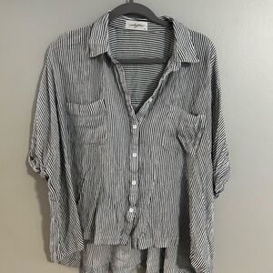 Carly Jean Los Angeles Black and White Striped Blouse